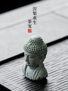 ของตกแต่งสำนักงาน ของเล่นชา รูปพระพุทธรูปหินสีเขียว ของตกแต่งโต๊ะทำงาน ของเล่นชา หินสร้างสรรค์ อุปกรณ์สำนักงาน