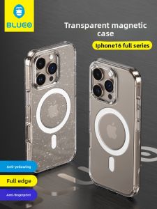 BLUEO | Magnetic Shockproof Wireless Charging Transparent Sparkle Phone Case for 16Pro Max and 16 Plus