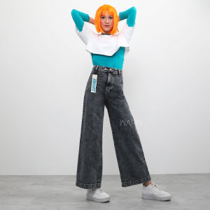 WAUW - SAVAGE Kulot Jeans Double Button Highwaist - Snow Black 2158