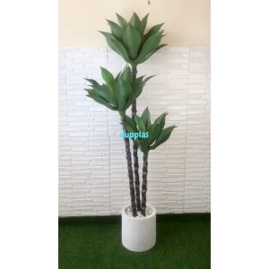 Dekorasi Kantor Dengan Pohon Hias Tanaman Artificial Agave Foxtail T180 Latex Pot Silinder Putih