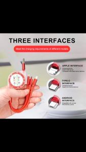 3 In 1 Charger Retractable Charging Cable Micro USB Type C Lightning Fast Charging Cord Three-in-one Telescopic Data Cable