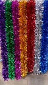 2M Artificial Christmas decorative strips Santa Claus Decorative woolen strips with colorful stripes