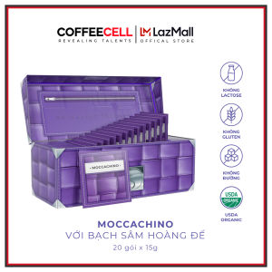 COFFEECELL Moccachino với Nhân sâm hoàng đế (20 gói x 15g) - Cà phê Arabica từ Brazil Mocha vị Socola tinh tế Khơi nguồn cảm hứng - Hàng Chính Hãng