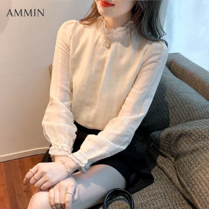 ชีฟองเสื้อลูกไม้แขนยาว ผ้าชีฟ เสื้อเชิ๊ตผู้หญิง 2023 อาหารคอมพิวเตอร์ คอปกแบบแฟชั่นสไตล์ เสื้อเชิ๊ตผู้หญิง ผ้าแจ็ค การ์ด ลูกไม้ ผ้าดูใบไม้ สีเขียว