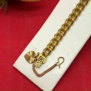 สร้อยข้อมือทองเหลืองลายเลส ความยาว 6.5 นิ้ว งานทองเหลืองแท้ งานดิบไม่ได้ชุบ ทองเหลืองโบราณ