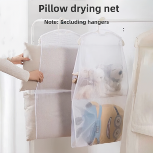 Pillow drying artifact windproof drying net pillow doll doll drying net drying net doll pillow storage net bag hanging bag