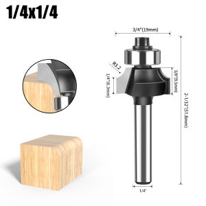 6mm 1/4" Shank Round Over Router Bit With Bearing Tungsten Carbide Cutter For Wood Radius Edge Chamfering