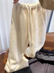 Quần Ống Rộng Thoải Mái Cho Nữ Mùa Xuân Thu Mới Rộng Rãi Quần Ống Thẳng Quần Vải Khăn Rút Dây Quần Dài Quần Ống Rộng