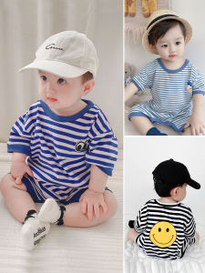 Baby Stripes Short Sleeve Rompers Summer Thin Baby Boy Rompers Jumpsuit Newborn Clothes Super Cute Summer Clothes
