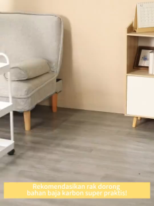 3 4 Susun Troley Besi Tingkat Rak Penyimpan Kosmetik Makanan Bumbu Dengan Roda Rak Troli Susun Serbaguna rak bawah meja