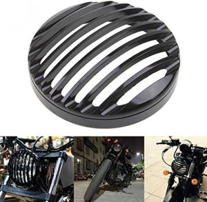 Black 5 3/4" 5.75 Inch Motorcycle LED Headlight Grill Cover Protector For Harley Sportster XL883 XL1200 XL1200X X48 2004-Up