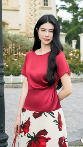 Áo kiểu thiết kế nữ tính mềm mại chất liệu Lụa vân sóng mềm mại AN5L0252 Thương hiệu Thiều Hoa