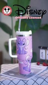 Disney | Ly Giữ Nhiệt Bằng Thép Không Gỉ Disney We Love Stitch 40oz Có Tay Cầm Và Ống Hút Cốc Du Lịch Thân Thiện Với Môi Trường Dùng Cho Đồ Uống Nóng Và Lạnh