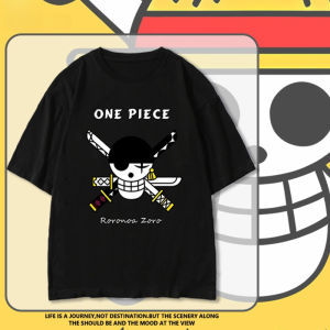Bandai | ONE PIECE Anime Pirate Joint Short-sleeved T-shirt Mens Summer Luffy Zorona Mei French Childrens Clothes Trendy Brand Clothing