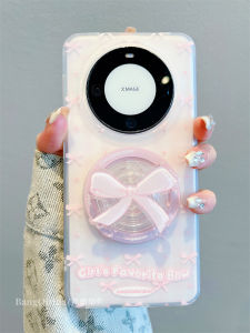 Huawei Pura70 Pro+ New Model Phone Case Mate60 Pro+ Pink Double Layer Butterfly Knot Magnetic Attraction Stand Mate40 pro Beautiful Lady Style Mate50 pro Full Cover Anti-Fall