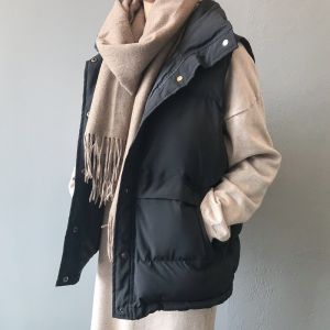 2025 New Womens down Cotton Vest Short Stand Collar Jacket Outerwear Fashionable Autumn Winter Coat Stylish Commute Style