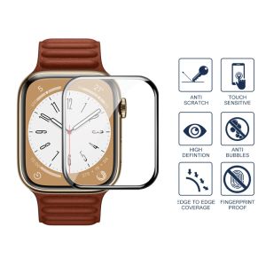 Bảo vệ màn hình cho Apple Watch Series 8 45mm 41mm Phụ kiện Kính mềm 9D HD Full Film i Watch Ultra 49mm