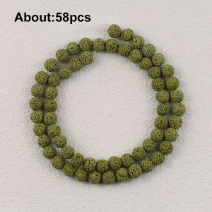 4-12mm Olive Green Lava Rock Beads Natural Volcanic Stone Round Spacer Loose Beads For Diy Jewelry Making Bracelet Necklace 15