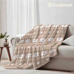 Beast Kingdom | Beige Nordic Geometric Tile Soft Warm Flannel Blanket Lightweight Cozy Christmas Halloween Home Decor Room