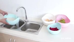 (BISA COD) PROMO Baskom Wadah & Saringan Tempat Cuci Beras Sayur & Buah Serbaguna