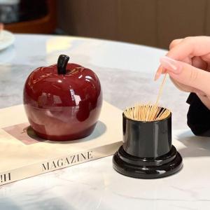 Pear Shaped Toothpick Holder with Dustproof Lid Waterproof Multi-Function Storage for Floss Home Kitchen Countertop
