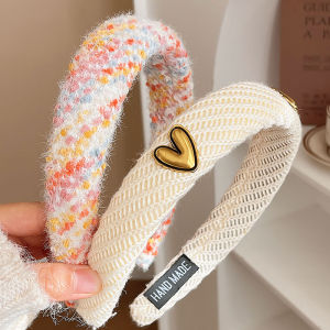 ผ้าคลุมผมทรงกลมสีหวานสำหรับผู้หญิง ฤดูใบไม้ร่วง/ฤดูหนาว ผ้าคลุมผมแบบหนา ทรงสูง ตกแต่งผม ประดับผม ผ้าคลุมผมสำหรับล้างหน้า