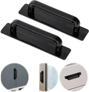 Self-Stick Adhesive Aluminum Alloy Door Handle Push-pull No-Drilling Easy Installation for Cabinet Door Window Drawer