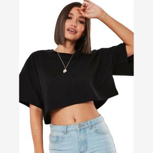 Womens Summer Sport Crop Top Navel Baring Cleanfit Standard Fit A-Line Sleeve T-Shirt Citywalk Breathable Comfortable