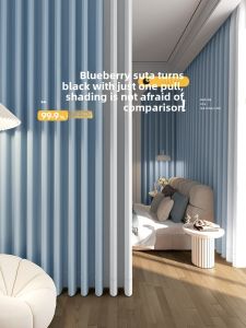 Thickened Modern Minimalist Bedroom Living Room Heat Insulation Curtain Hook Type Polyester Fabric Full Light Blocking