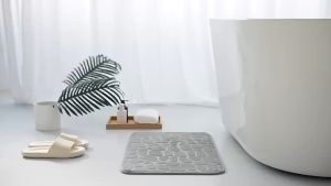 Newyorkbigsale พรมเช็ดเท้า ลายหิน แบบนูน พรมเช็ดเท้าเมโมรีโฟม เนื้อผ้านุ่ม No.Y1977