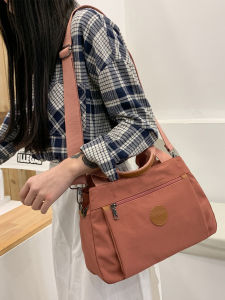 New Womens Canvas Bag Multi-Pocket Crossbody Shopping Bag Large Capacity Nylon Cloth Single Shoulder Handbag Casual Style