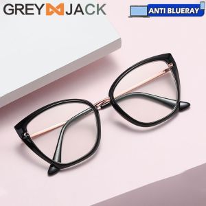 Grey Jack Kacamata Antiradiasi Blueray & Metal Cat Eye Wanita Bisa Minus