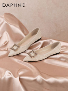 Daphne | Pointed Toe New Light Pink Crystal Decorated Ballet Flats