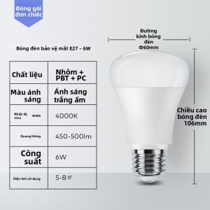 lipro | Bóng Đèn Led Công Suất Thấp 6W E27 Tái Tạo Màu Cao Ánh Sáng Xanh Ít