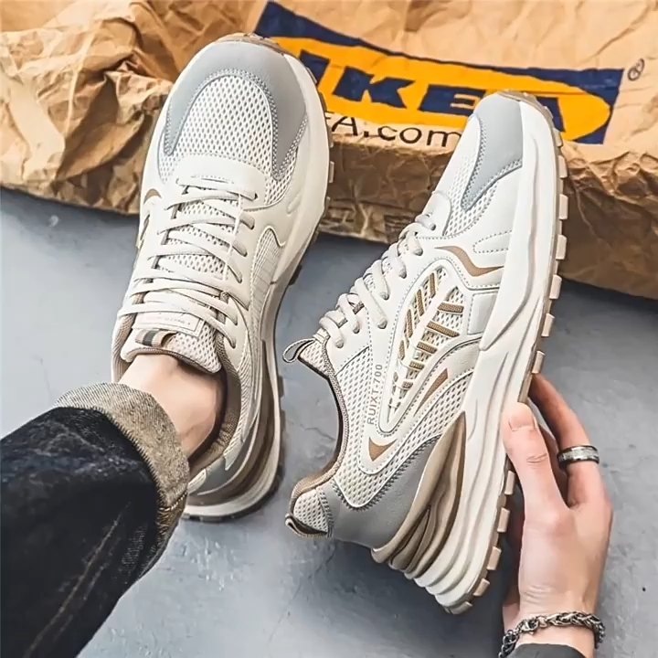 autumn mens shoes breathable mesh sports shoes Korean style trendy and versatile thick-soled casual dad shoes