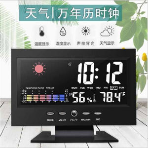 Đồng Hồ Báo Thời Tiết LED Màn Hình Màu Hiệu Ứng Độ Ẩm Thông Minh Kiểm Soát Bằng Giọng Nói Đồng Hồ Báo Thức Điện Tử