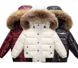2-10Y Childrens Genuine Down Jacket Kids Large Fur Collar Thickened Boys Girls Warm Jacket Waterproof Teenagers Winter Coat