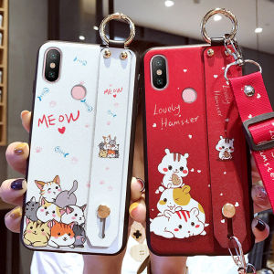 เคสซิลิโคนป้องกันการตกหล่นสำหรับ Xiaomi 6X 5X แบบครอบเต็มขอบ ดีไซน์น่ารัก พร้อมสายรัดข้อมือ สำหรับผู้หญิง