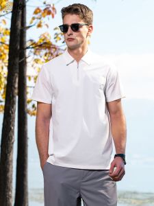 Enjeolon | Áo Polo Dây Kéo Nửa Phía Trước Thoáng Khí Chống Thấm Nhanh