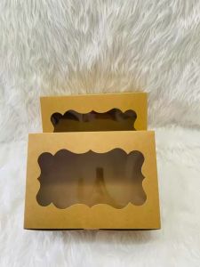 6/12 Hộp Bánh Quy Có Cửa Sổ Trong Suốt Để Đựng Bánh Ngọt Bao Bì Kẹo Tiệc Cưới Sinh Nhật Tiệc Giáng Sinh Giấy Kraft