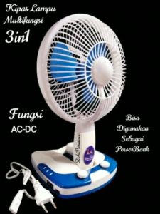 Kipas Angin Meja Fungsi AC/DC Bisa Digunakan Untuk Powerbank Kipas Angin Emergency LED Portable 8inch + Lampu Emergency LED 24 SMD