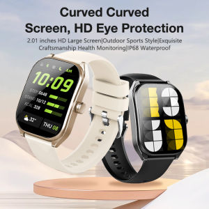 Aolon Curve Smart Watch 2.01 inch HD Curved Screen Smart Watch IP68 Waterproof Sports Watch HD Bluetooth Calling Heart Rate Tracker Smart Watch Music Player Message Reminder Smartwatch For Men Women R10
