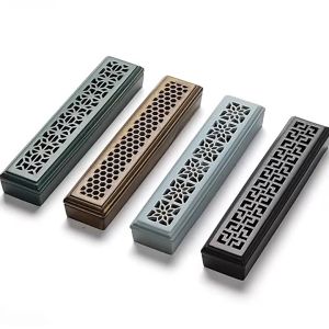 Bronze Incense Burner Ceramic Incense Stick Holder Lying Incense Sticks Vintage Censer 陶瓷卧香炉 线香炉 卧香盒 陶瓷香盒 檀香炉 镂空线香炉 送防火棉