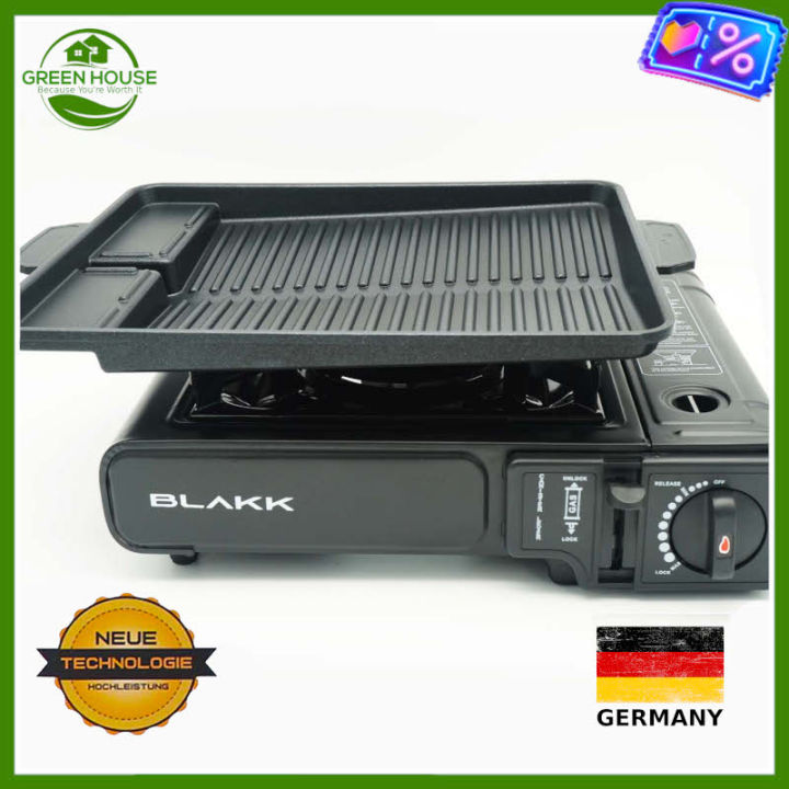 BLAKK™ Portable Butane Burner With Square Griller, Korean Barbecue