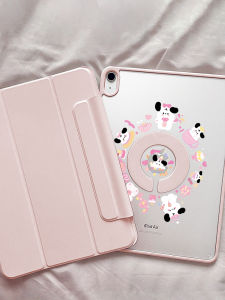 RBPY-Fold Detachable 720° Rotating Anti-Bend Case for iPad Pro 11/12.9" (5th Gen 2020-22) Air 4/5 (10.9") Mini 6 (8.3") iPad 10/9/8/7/10.2" (Acrylic Transparent Puppy Pink)