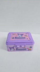 กล่องข้าวพลาสติก พิมพ์ลายรอบ ลายคุโรมิ ทวินสตาร์ Kuromi  Twin Stars