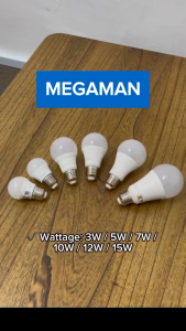 MEGAMAN LED Bulb E27 A70 Energy Saving (3W / 5W/ 7W / 10W / 12W / 15W) (3000K / 4000K / 6500K) (SIRIM) (1 Year Warranty)