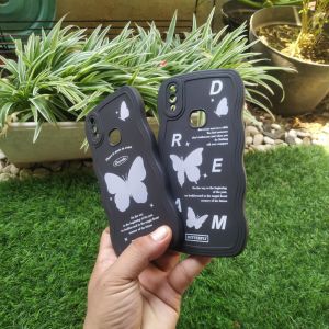 Kesing Vivo 1727 1723 V9 V9 Pro Softcase Gelombang Black Motif Kupu Kupu Case Casing Cesing Cover Silicone Silikon Lentur