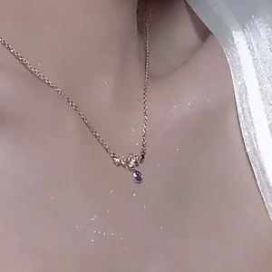 【Pharaoh🎀COD】Biru Zirkon Tetesan Air Kalung Wanita Cahaya Mewah Manis Keren Temperamen Masuk Akal