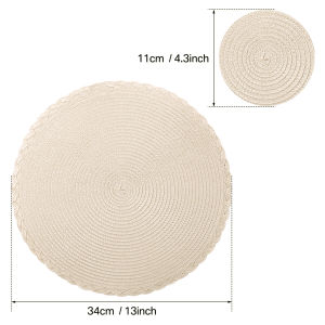 33.5CM Round Placemats Set of 6 Small Circle PP Place Mats Washable Table Mats for Dining Table Woven Heat Resistant Placemats
